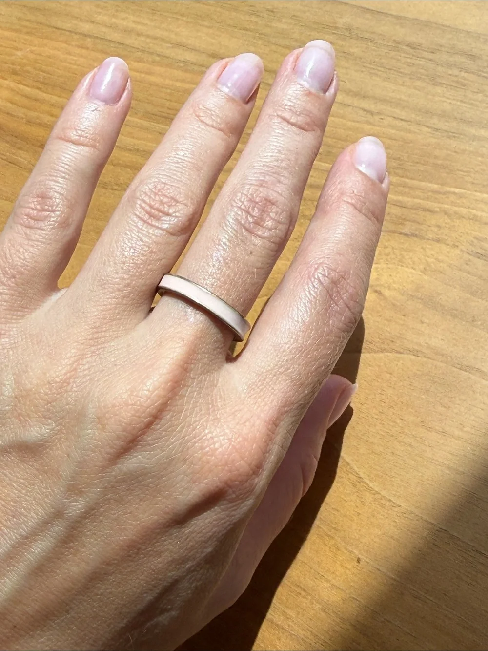Minimalist Cream pink Band Ring for Women